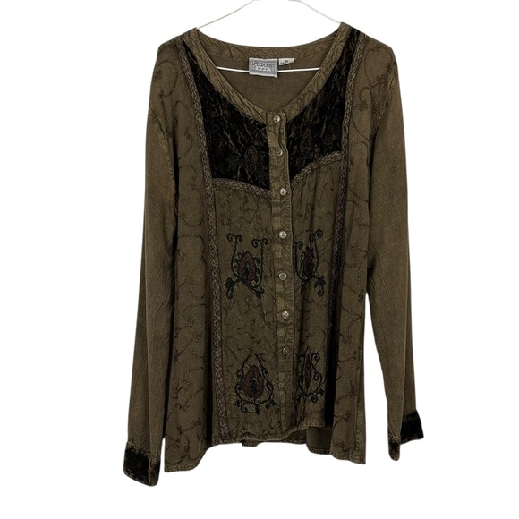 Y2K Anthro Boho Speedlimit MPH Embroidered Velvet Top Medium - Picture 1 of 9